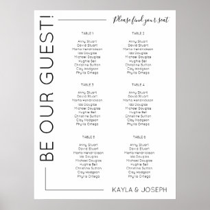 6 Tabelle Minimalistische Hochzeitdiagrammvorlage Poster