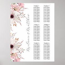 6 Tabelle | Rustic Boho Floral Wedding Chart Poster