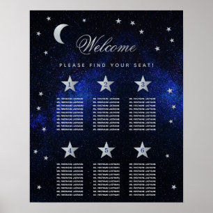 6 Table Sky Stars Celestial Wedding Seating Chart Poster