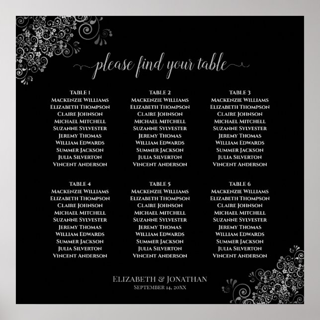 6 Tafelsilberne Hochzeitskarte Poster (Vorne)