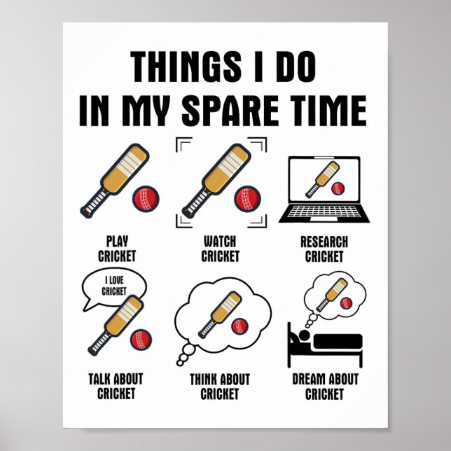 6 Things I Do In My Spare Time - Cricket  Poster (Vorne)