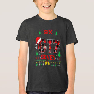 6. und 7. Geburtstag Weihnachten Buffalo Karo Tri-Blend Shirt