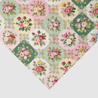 6 Vintage-Blumen-Vignetten-Seidenpapiere. Seidenpapier