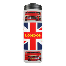 6 Vintage Doppeldeckerbusse Thermosbecher