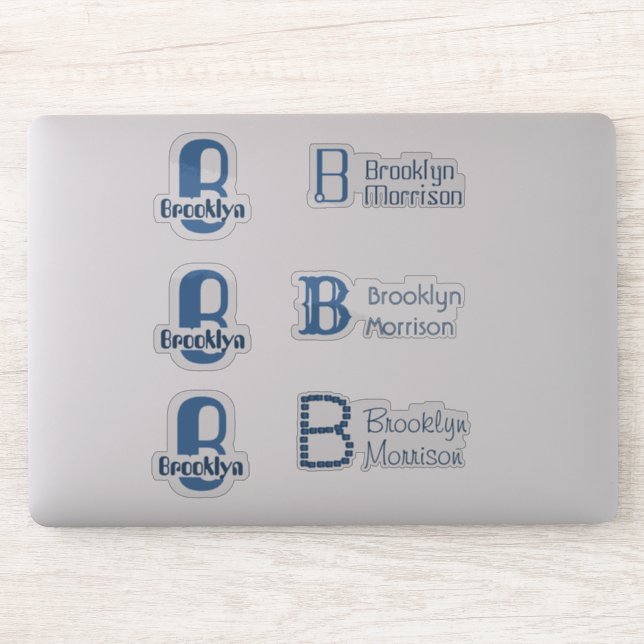 6 wasserdicht blaues Monogramm Name Kids Window La Aufkleber (Computer)