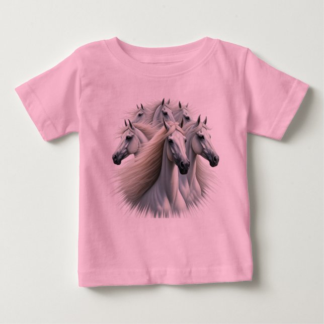 6 weiße Pferde Baby T-shirt (Vorderseite)