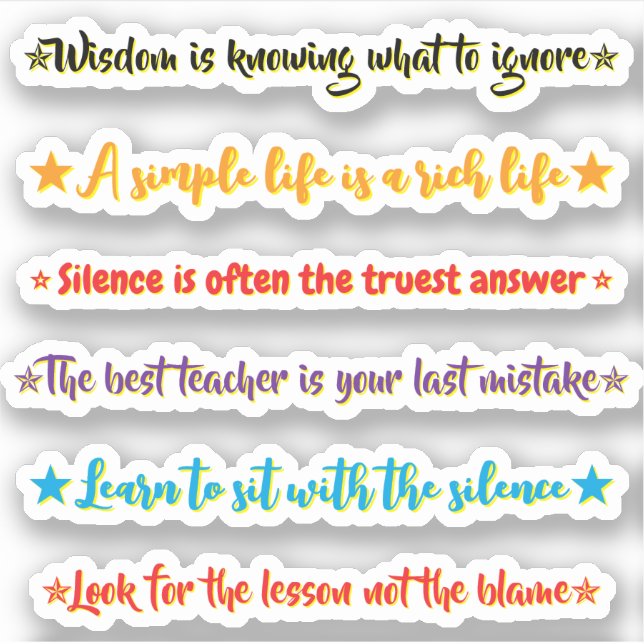 6 Wise Quotes | Motivational & Inspirational Aufkleber (Vorderseite)
