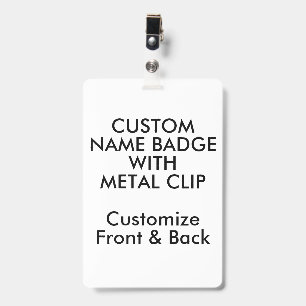 6" x 4" Namensschild mit Metallclip leer Ausweis