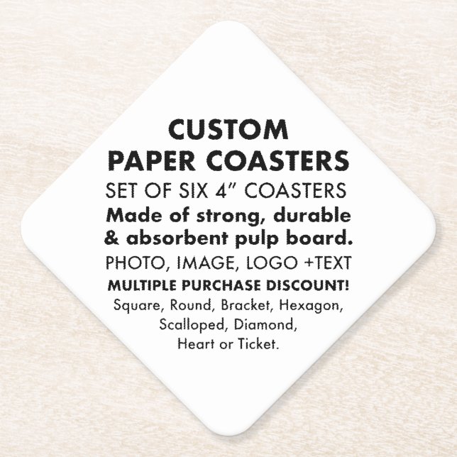 6 x Benutzerdefinierte Personalisiert 4" DIAMONOND Untersetzer (Vorderseite)