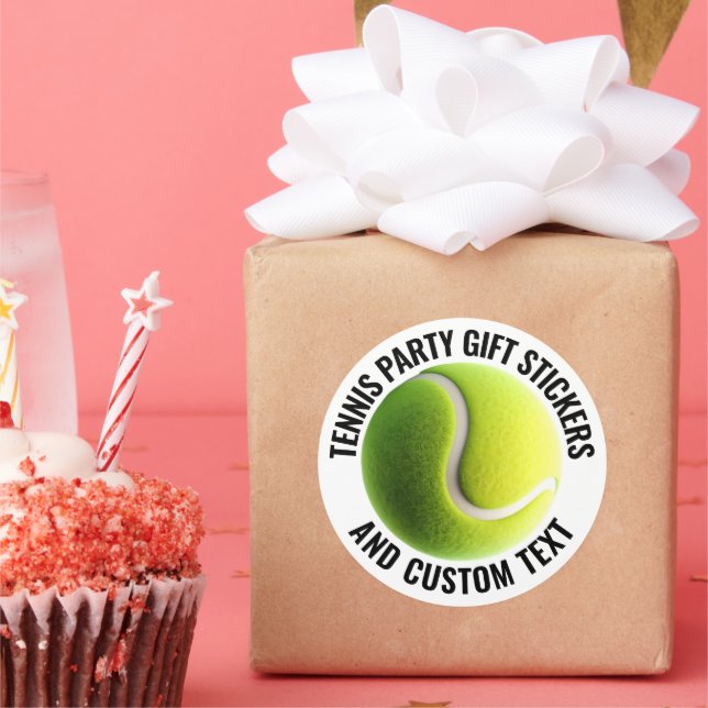 6 x Tennisball mit Personalisiertem Text 3" Runder Aufkleber (Party)