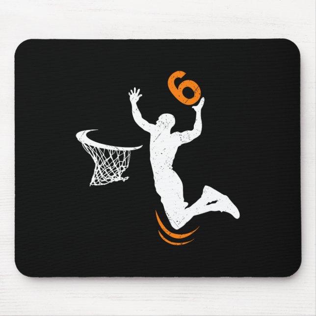 6 Year Old Basketball Dunk 6th Birthday Party Boys Mousepad (Vorne)
