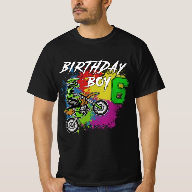 6 Year Old Dirt Bike Birthday Party  T-Shirt (Vorderseite)