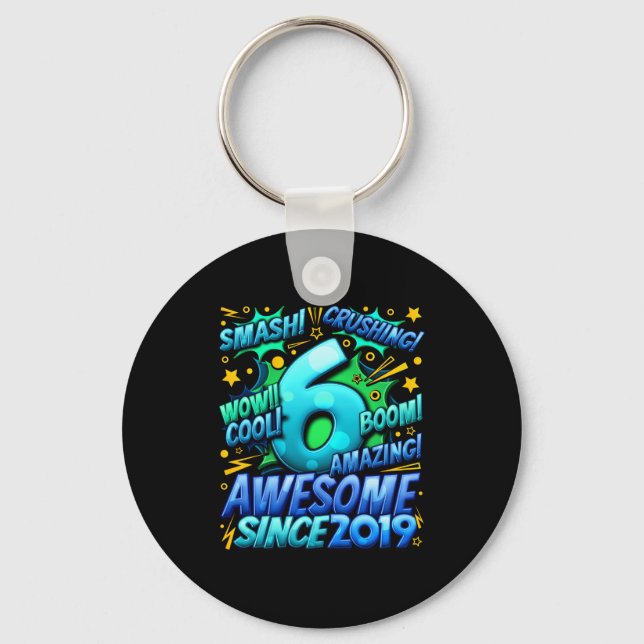6 Year Old For Boys 6th Birthday Boy 6 Year Old Bo Schlüsselanhänger (Vorderseite)