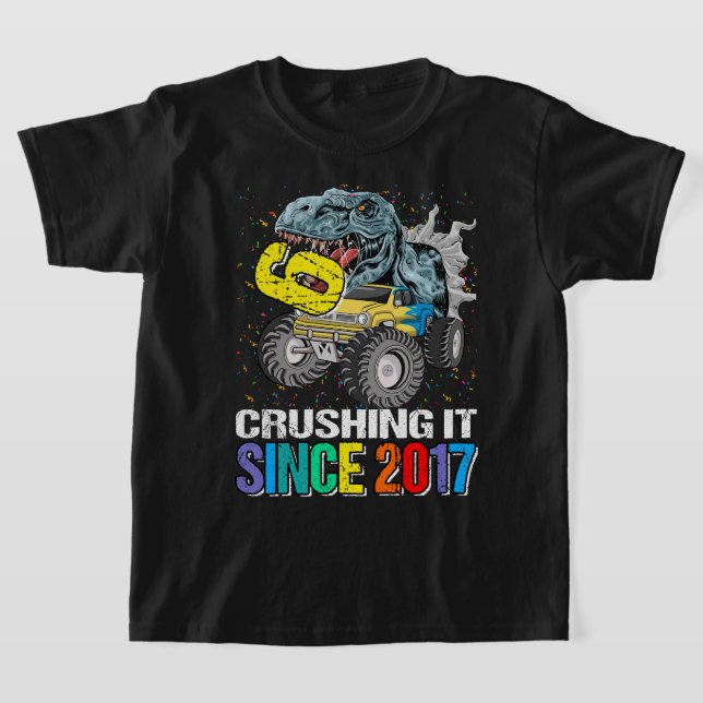 6 Zerkleinerung seit 2017 Monster Truck Dinosaur 6 T-Shirt (Ablage )