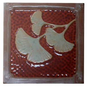 6 Zoll Keramik mit grünem Gingko-Blatt Fliese