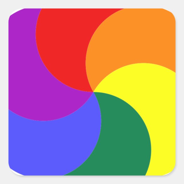 6partialmoonsrainbow COLORFUL GRAPHIC CIRCU Quadratischer Aufkleber (Vorderseite)