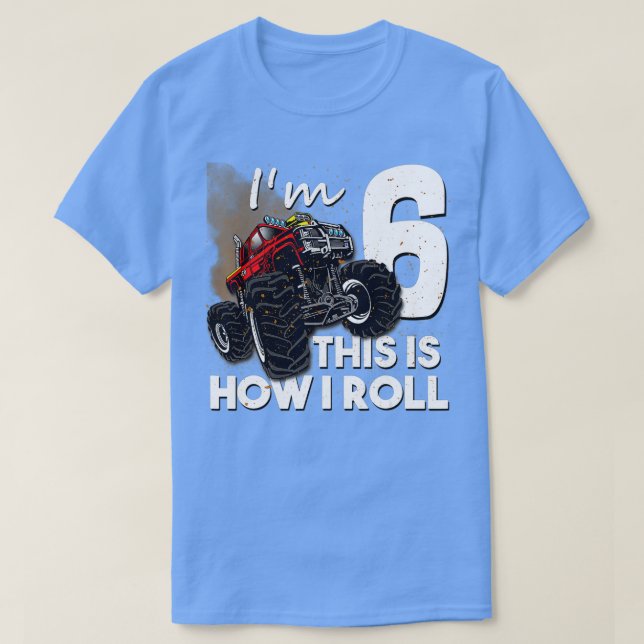 6th Birthday Boy Monster Truck 6 Years Old Gift T-Shirt (Design vorne)