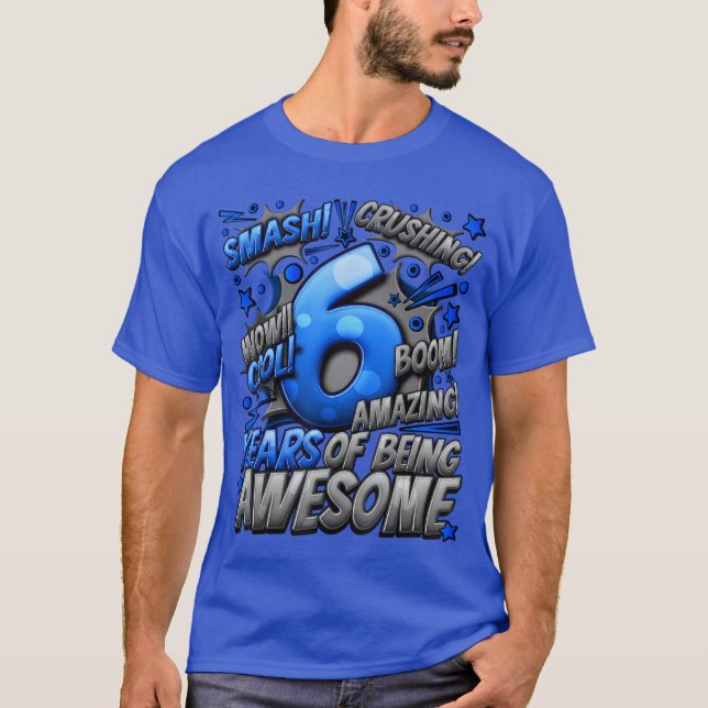 6th Birthday Comic Style Awesome Since 2017 6 Year T-Shirt (Vorderseite)