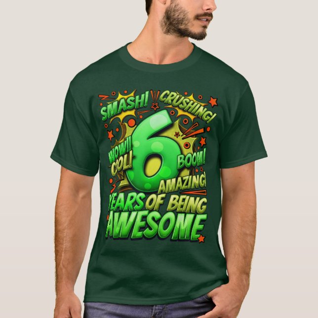 6th Birthday Comic Style Awesome Since 2017 6 Year T-Shirt (Vorderseite)