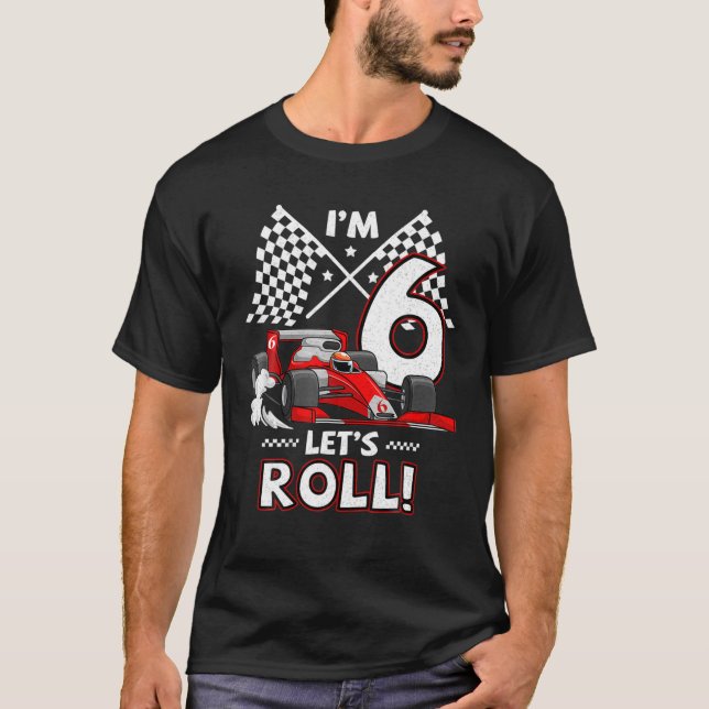 6th Birthday Race Car 6 Year Old Let's Roll Toddle T-Shirt (Vorderseite)