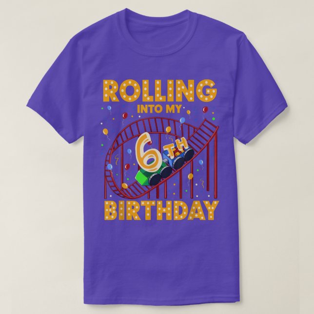 6th Birthday Rollercoaster Amusement Park Boys Gir T-Shirt (Design vorne)