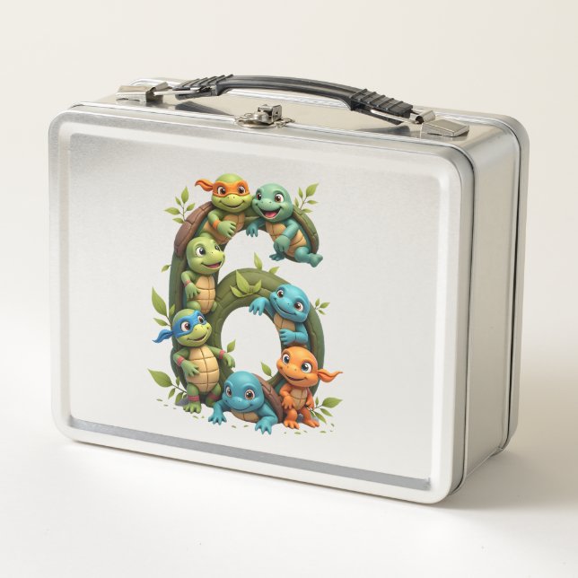 6th Birthday Sea Turtle Tortoise Theme Party 6 Yea Metall Brotdose (Vorderseite)