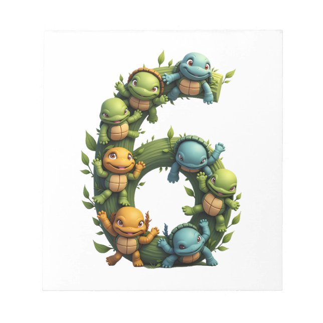 6th Birthday Sea Turtle Tortoise Theme Party 6 Yea Notizblock (Vorderseite)