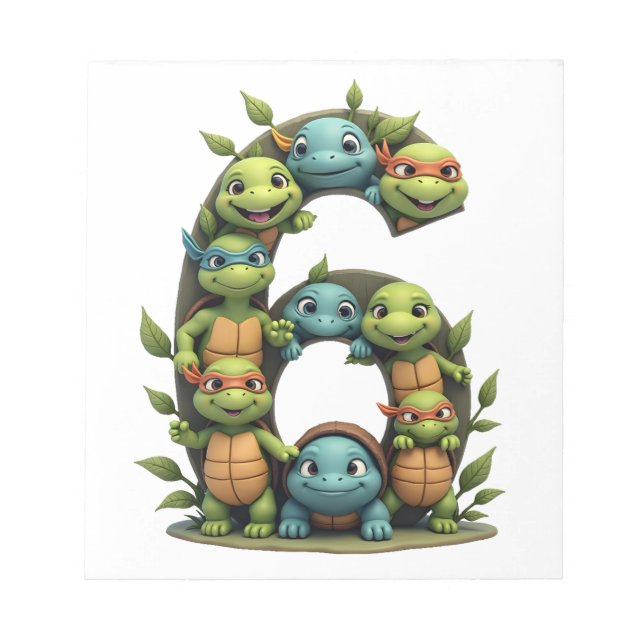 6th Birthday Sea Turtle Tortoise Theme Party 6 Yea Notizblock (Vorderseite)