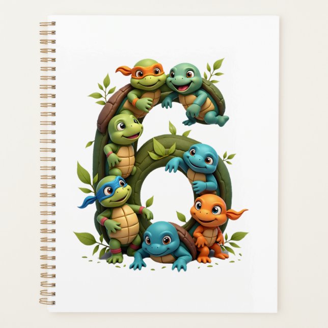 6th Birthday Sea Turtle Tortoise Theme Party 6 Yea Planer (Vorderseite)