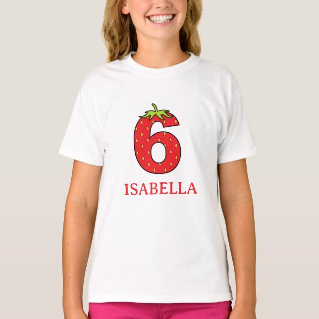 6th Birthday strawberry theme Party  T-Shirt (Vorderseite)