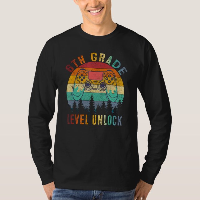 6th Grade Level Unlocked Video Game Back to School T-Shirt (Vorderseite)