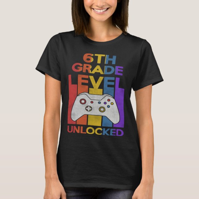 6th Grade Level Unlocked Video Gamer Back to Schoo T-Shirt (Vorderseite)