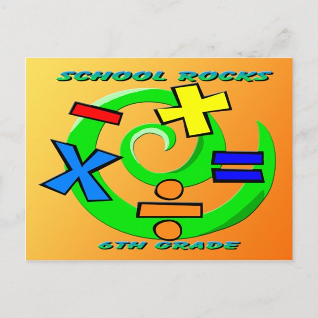 6th Grade Rocks - Math Symbols Postkarte (Vorderseite)