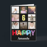6th Happy Birthday Photo Collage Modern Black Karte<br><div class="desc">6th Happy Birthday Photo Collage Modern Black Card with personalized name. For further customization,  please click the "Customize it" button and use our design tool to modify this template.</div>