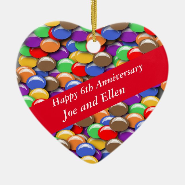 6th Wedding Anniversary Candy, Keramik Ornament (Vorne)