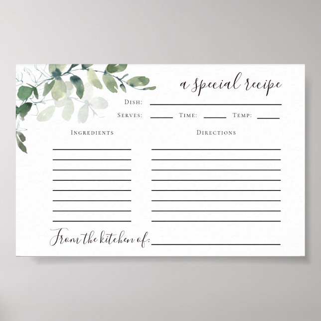 6x4 Eukalyptus-Rezept-Karte drucken Download Poster (Vorne)