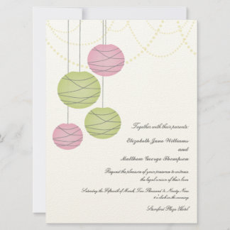 6x8 Pink & Green Paper Lanterns Tag Hochzeit einla Einladung