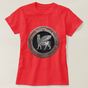 [700] Assyrian Winged Bull - Silver Lamassu T-Shirt