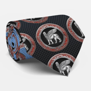 [700] Assyrian Winged Lion - Silver Lamassu Krawatte