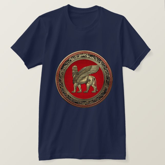 [700] Assyrian Winged Löwe - Gold Lamassu T-Shirt (Design vorne)