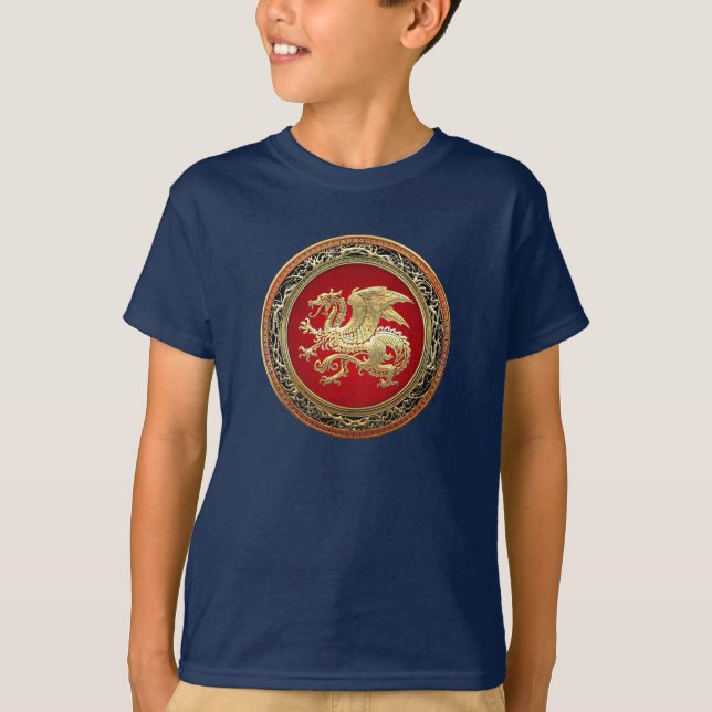 [700] Isländischer Drache, Landvættir [Gold] T-Shirt (Vorderseite)