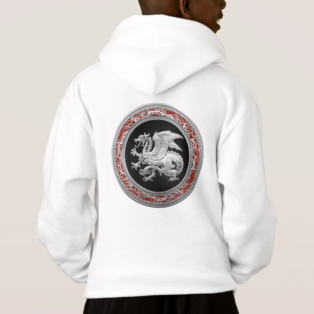 [700] Isländischer Drache, Landvættir [Silver] Hoodie (Rückseite)