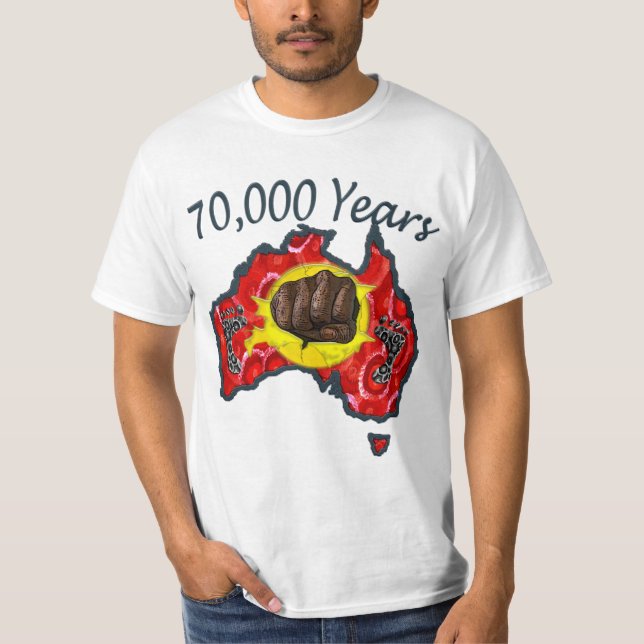 70 000 Jahre T - Shirt weiß (Vorderseite)