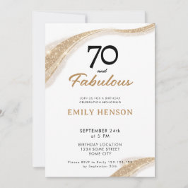 70 and Fabulous Gold 70th Birthday Invitation Einladung