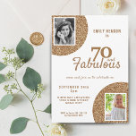 70 and Fabulous Gold Glitter 2 Photo 70th Birthday Einladung<br><div class="desc">70 and Fabulous Gold Glitter 2 Photo 70th Birthday Invitation. Modern and elegant faux golden glitter birthday invitation for her. Add your photos - you can use an old and a new photo.</div>