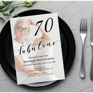 70 and Fabulous Sixtieth Birthday Photo Script Inv Einladung