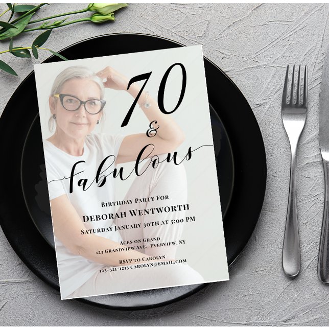 70 and Fabulous Sixtieth Birthday Photo Script Inv Einladung (Von Creator hochgeladen)