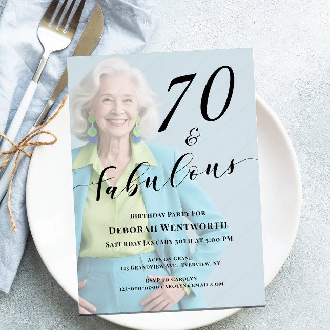 70 and Fabulous Sixtieth Birthday Photo Script Inv Einladung (Von Creator hochgeladen)