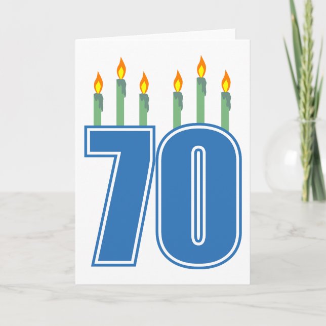 70 Birthday Candles (blau / grün) Karte (Vorderseite)