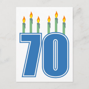 70 Birthday Candles (blau / grün) Postkarte